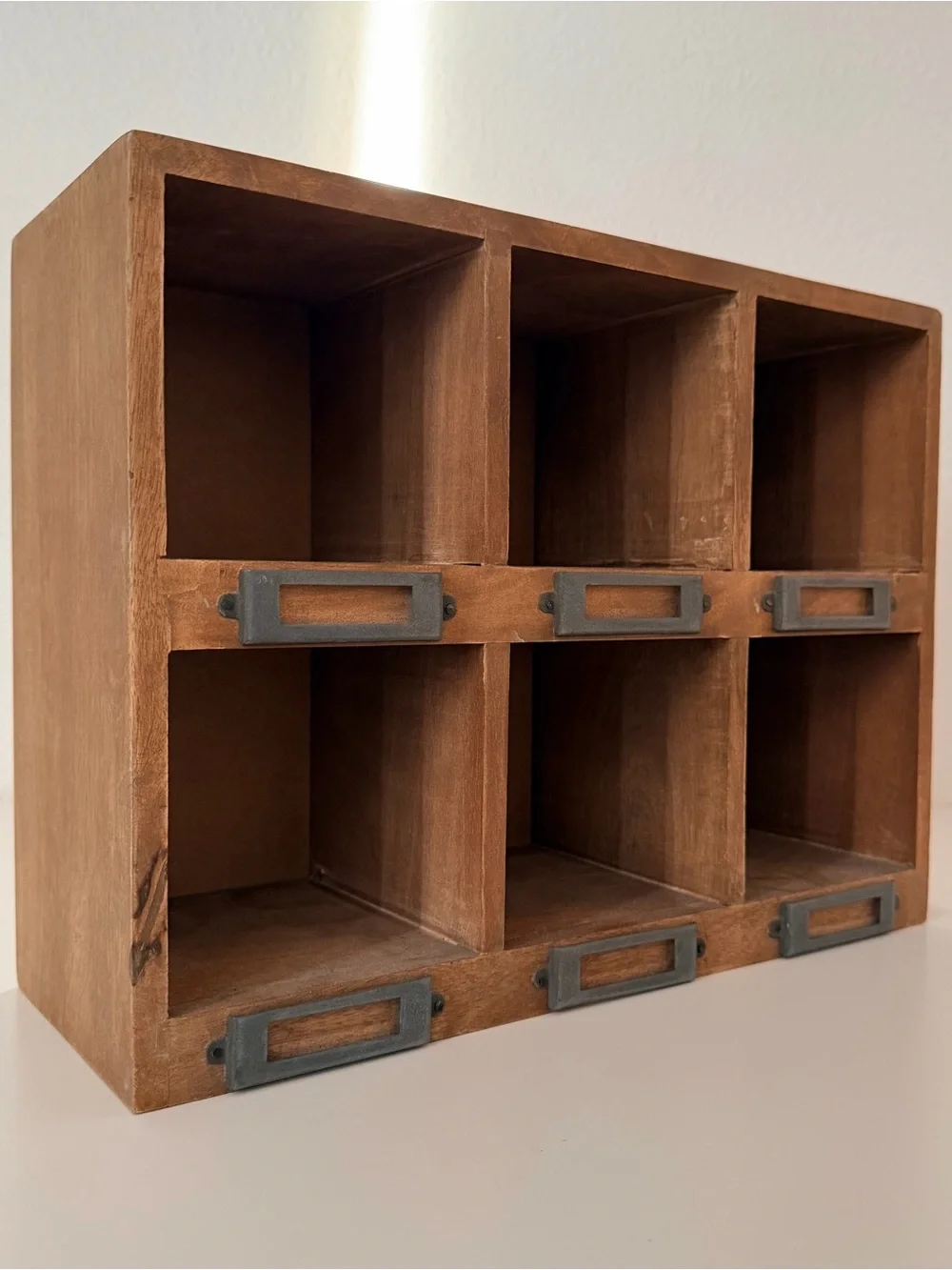 Rustic Wooden 6-Cubby Organizer - Brown